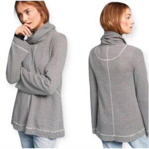 Maeve Anthropologie Tal Cowl Neck Tunic Top Black White Stripe Casual Womens M